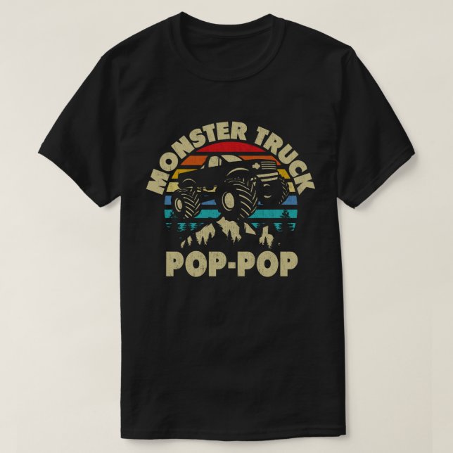 T-shirt Monster Truck Pop Pop Matching Family Grand-père (Design devant)