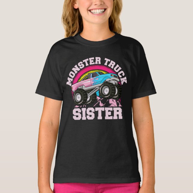 T-shirt Monster Truck Sister Correspondant Famille Monster (Devant)