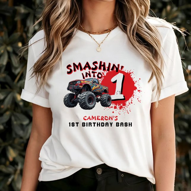 T-shirt Monster Truck Smash 1er anniversaire parents (Monster Truck Smash 1st Birthday Parents T-Shirt
)