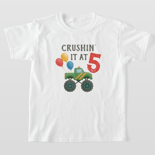 T-shirt Monster Truck Watercolor Anniversaire de enfant Pa (Poser)