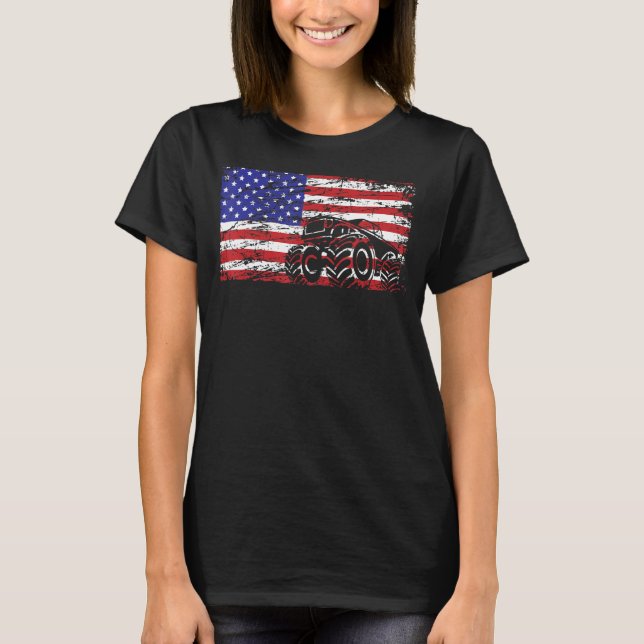 T-shirt Monster Truck With USA Flag Monster Truck Drivers (Devant)