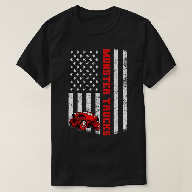 T-shirt Monster Trucks American USA Drapeau Patriotique Mo (Design devant)