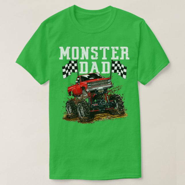 T-shirt Monster Trucks Papa Pour Birthday Kid Fête des pèr (Design devant)