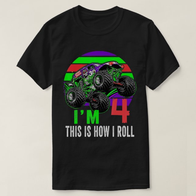 T-shirt Monster Trucks sont ma confiture 4e anniversaire g (Design devant)