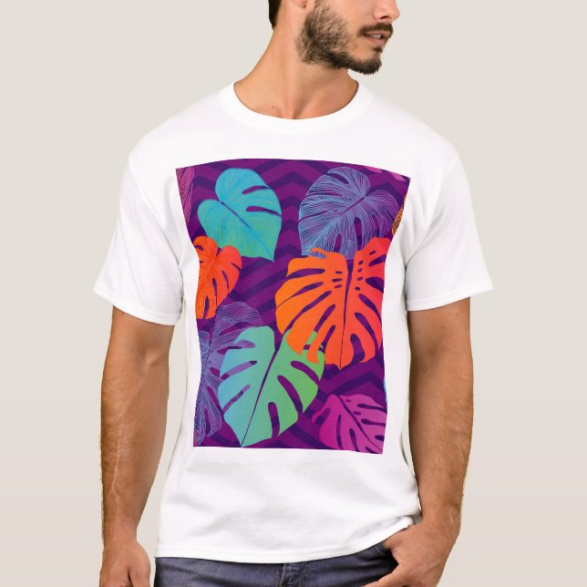 T-shirt Monstera Deliciosa : Tropical Line Art. (Devant)