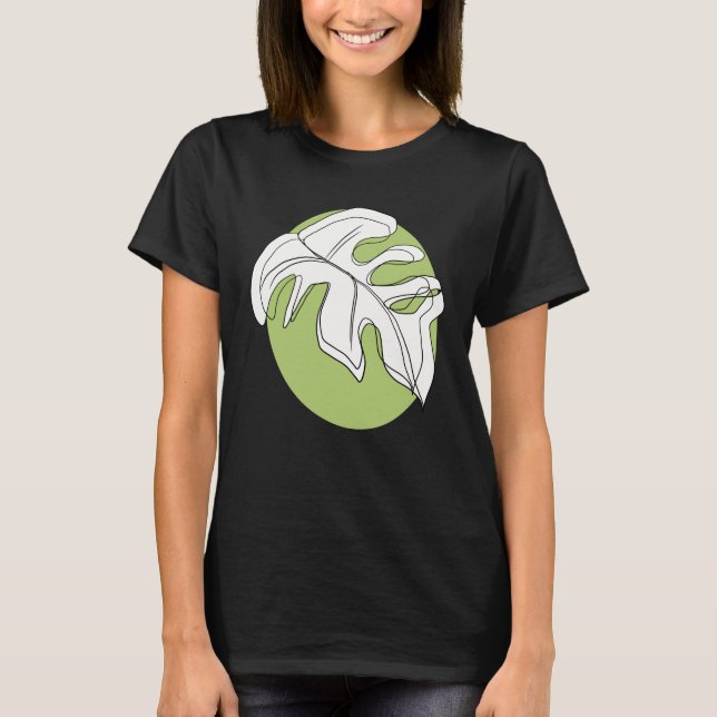 T-shirt Monstera Feuille Plante Abstrait Illustration Vert (Devant)