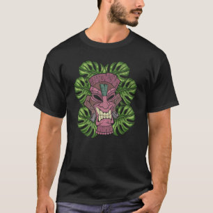 T-shirt Monstera Feuilles Tiki Masque Hawaiian Luau Party 