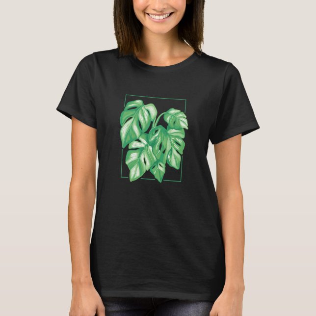 T-shirt Monstera Variegata House Plant Ear Tropical Leaf (Devant)