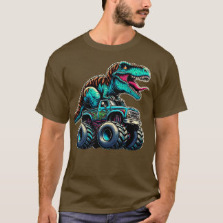 T-shirt MonsterCamion Drôle Design équitation T Rex Lover 