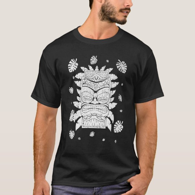 T-shirt Monstère polynésienne de Masque Tiki Feuille Hawai (Devant)