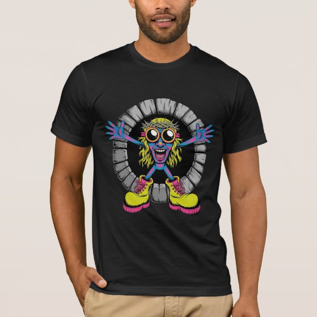 T-shirt Monstre à couronne d'épines psychédélique (Devant)