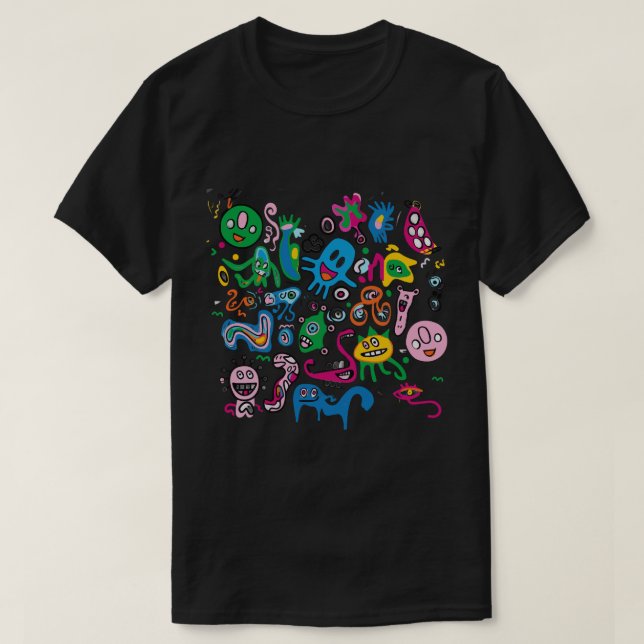 T-shirt Monstre Abstrait Coloré (Design devant)