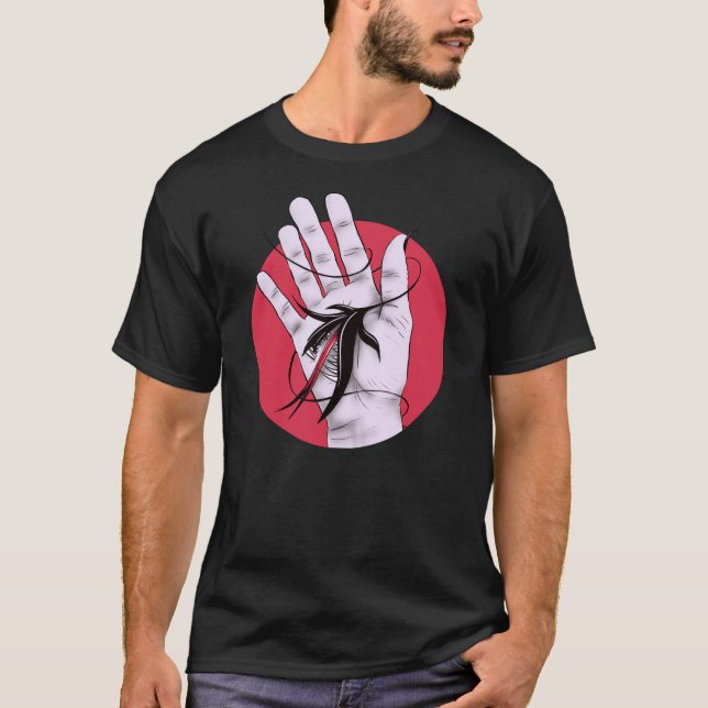 T-shirt Monstre acéré de fleur de main déplaisante étrange (Devant)