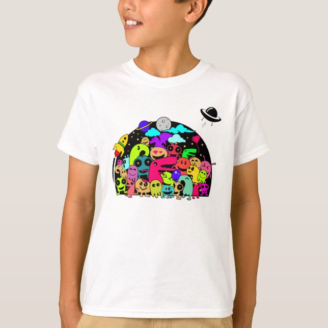 T-shirt Monstre Alien Créations Dans Le Design Spatial Doo (Devant)
