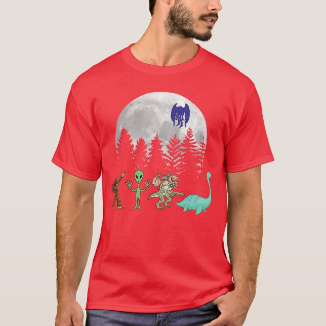 T-shirt Monstre Alien Mothman Loch Ness Cryptide Mythique  (Devant)
