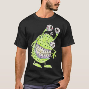 T-shirt monstre alien vert à 4 yeux