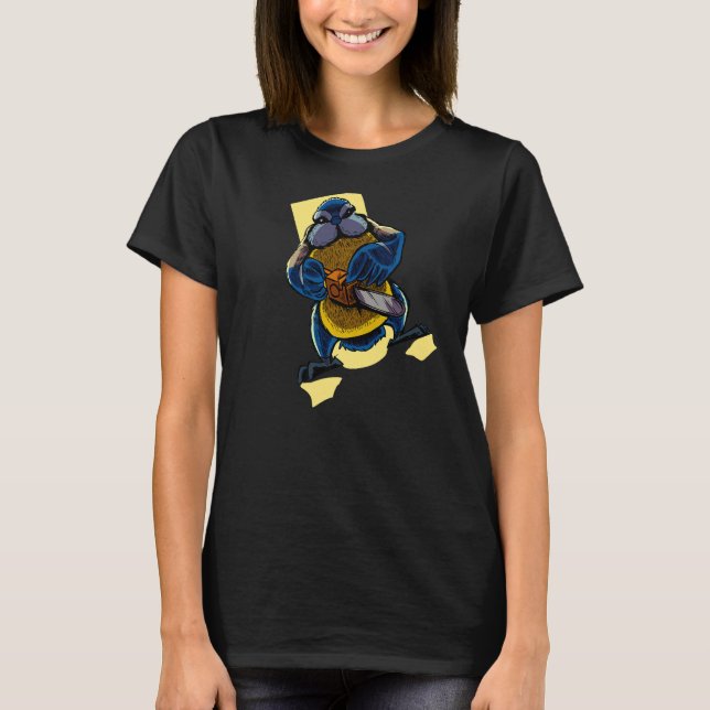 T-shirt Monstre Animaux Tit Bleu tronçonneuse (Devant)