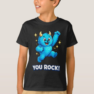 T-shirt Monstre bleu électrique You Rock Star sautant