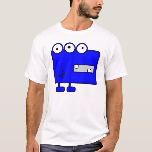 T-shirt Monstre bleu mignon de bande dessinée (Devant)