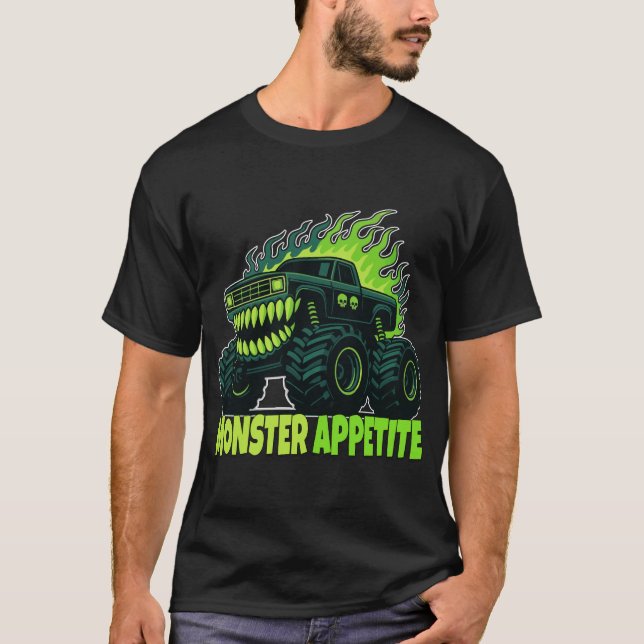 T-shirt Monstre Camion Horreur Flamme - Créature Agressive (Devant)