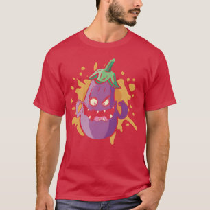 T-shirt Monstre d'aubergine d'Halloween amateurs de nourri