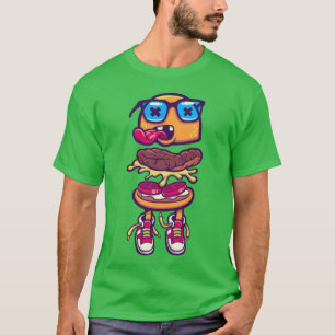 T-shirt monstre de burger baskets langue nourriture ami