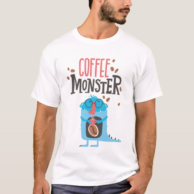 T-shirt Monstre De Café Amusant Simple Moderne Cute (Devant)