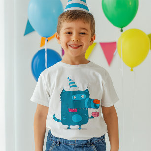 T-shirt Monstre de dessin animé bleu avec Casquette de fêt