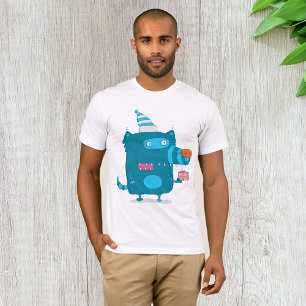 T-shirt Monstre de dessin animé bleu joueur avec chapeau d