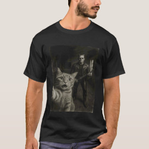 T-shirt Monstre de Frankenstein Selfie Chat Orange Musique