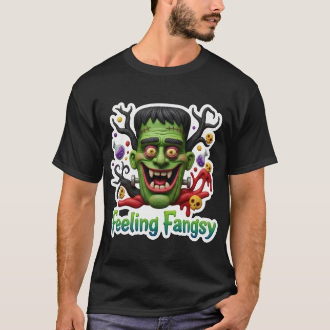 T-shirt Monstre de Frankenstein souriant avec des crocs (Devant)