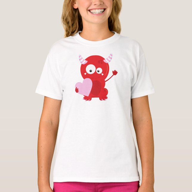 T-shirt Monstre de la Saint Valentin, Monstre mignon, Coeu (Devant)