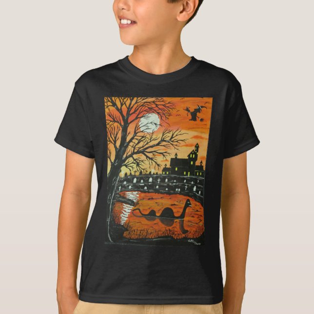T-shirt Monstre de Loch Ness ce Halloween (Devant)