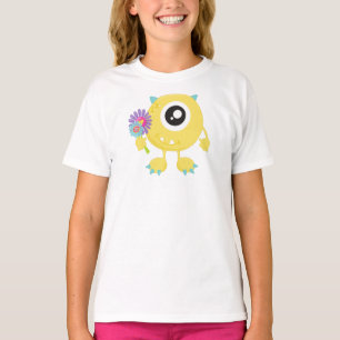 T-shirt Monstre de printemps, Monstre Jaune, Fleurs, Corne