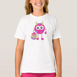 T-shirt Monstre De Printemps, Monstre Rose, Cornes, Fleurs