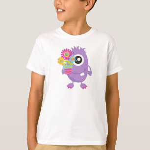 T-shirt Monstre De Printemps, Monstre Violet, Fleurs Color