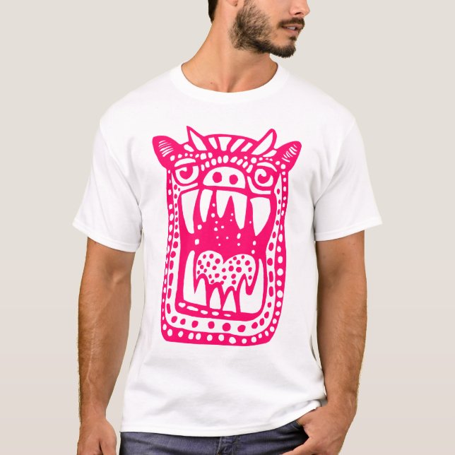 T-shirt Monstre d'horreur - Rouge néon (Devant)
