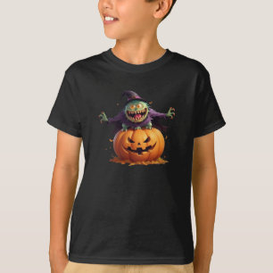 T-shirt Monstre drôle d'Halloween et citrouille