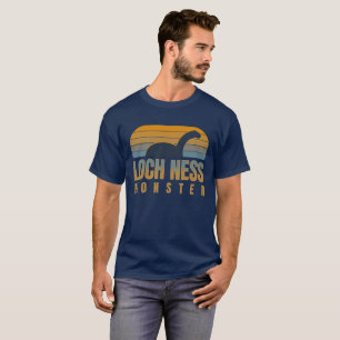 T-shirt Monstre du Loch Ness Rétro Soleil Couchant Vintage