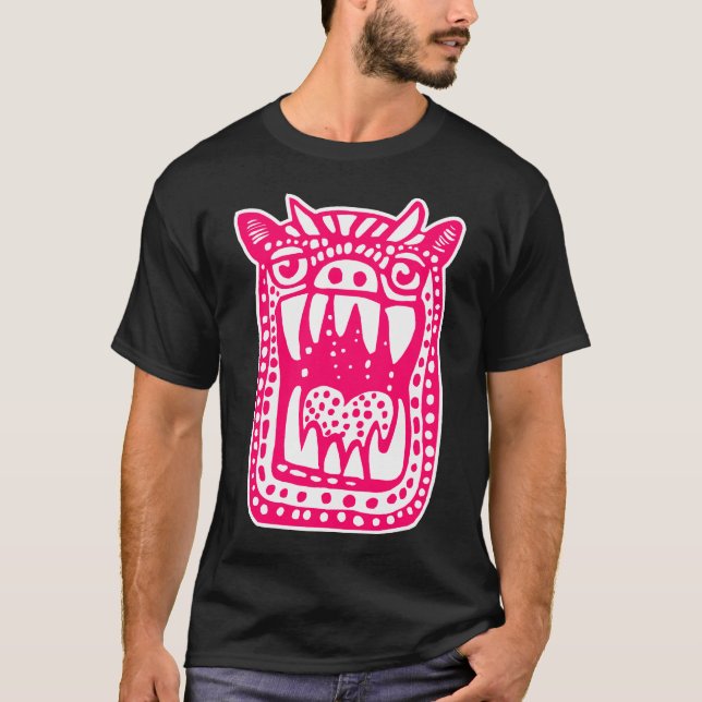 T-shirt Monstre effrayant - Néon Rouge (Devant)