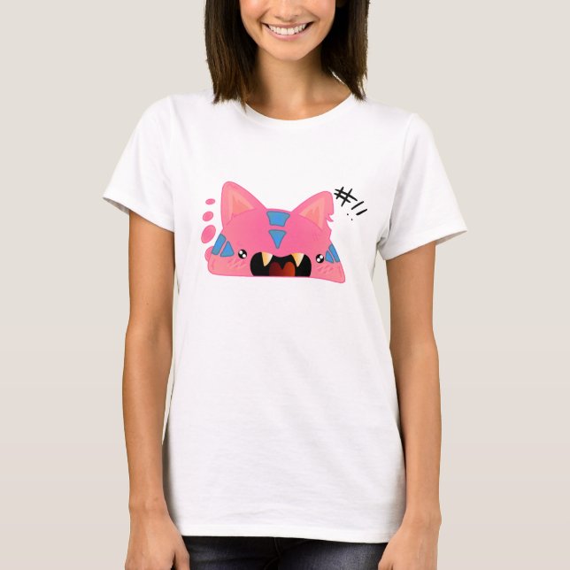 T-shirt Monstre félin rose (Devant)