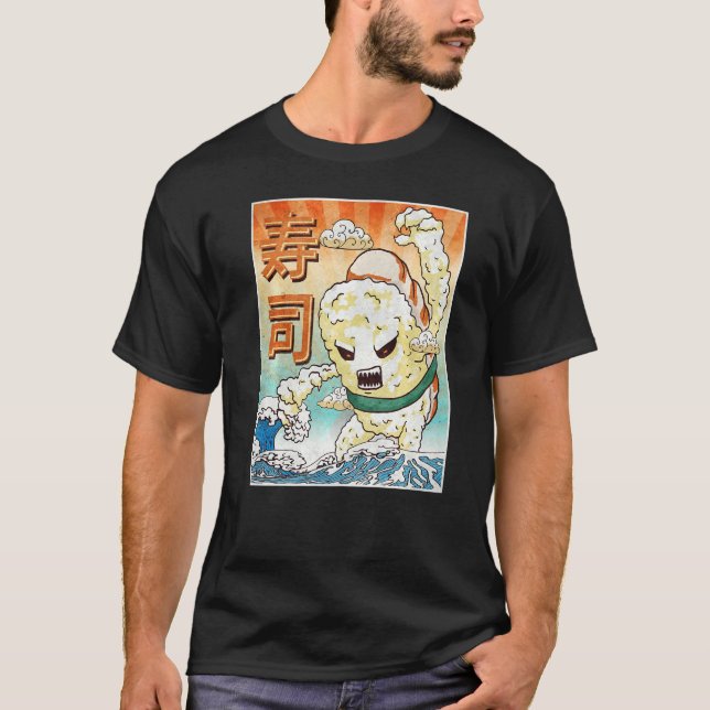T-shirt Monstre japonais Kaiju Sushi (Devant)