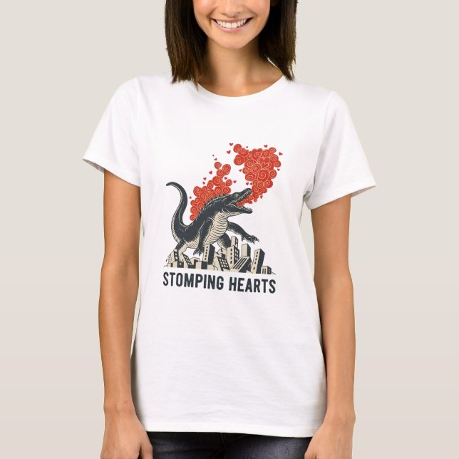 T-shirt Monstre Kaiju Cœurs Piétinés (Devant)