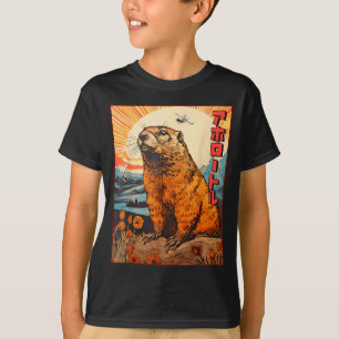 T-shirt Monstre Kaiju Marmotte Manga Animé Rétro Vintage