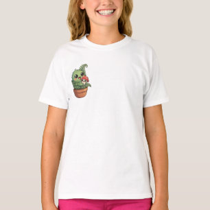 T-shirt Monstre Kawaii de Fougère en Pot qui étreint un Ch