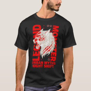 T-shirt Monstre Lechon Mythes Urbains Équipe de Nuit Loup 