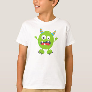 T-shirt Monstre mignon, Monstre vert, Monstre drôle, Corne