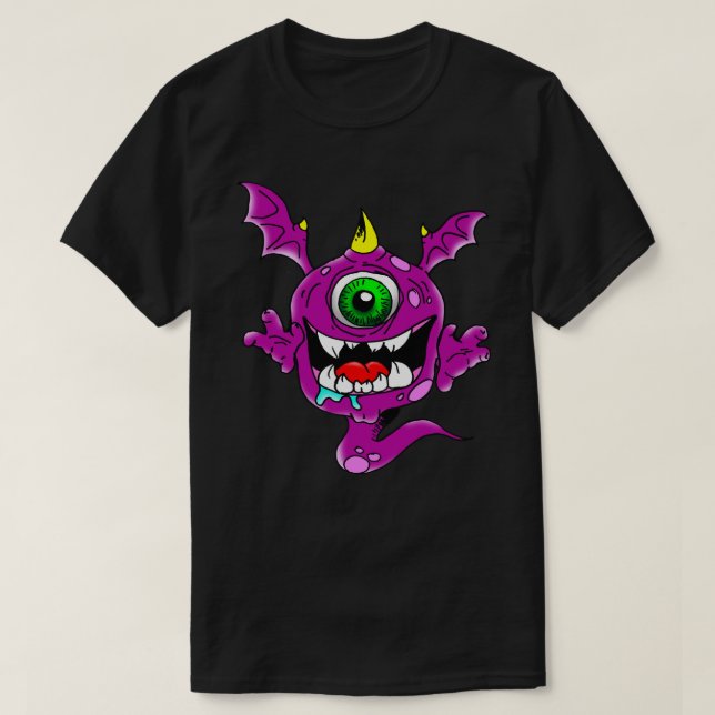 T-shirt Monstre pourpre mignon de mangeur de personnes (Design devant)