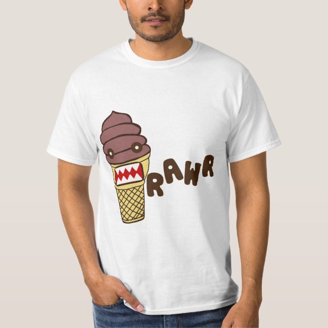 T-shirt Monstre RAWR de crème glacée de chocolat (Devant)