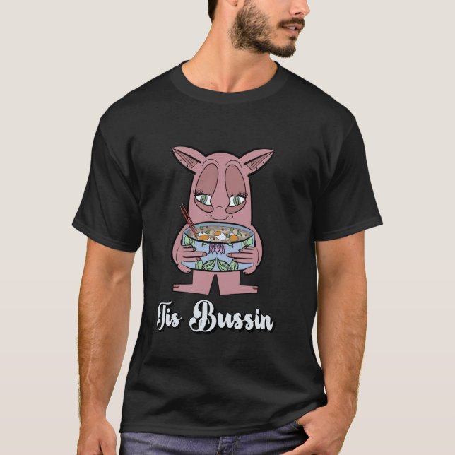 T-shirt Monstre rose Whimsical avec Ramen Bowl - Tis Bussi (Devant)